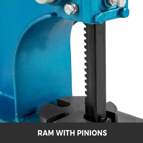 Close-up of steel ram with pinions on 1 Ton Manual Arbor Press For Home Workshop, Beefy Heavy Duty Desktop Cast Iron Arbor Press