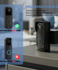 Image of No Drill Doorbell Mount For Blink Video Doorbell Second Generation showing side view with adjustable angle mount.