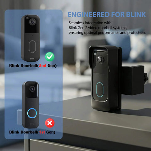Image of No Drill Doorbell Mount For Blink Video Doorbell Second Generation showing side view with adjustable angle mount.