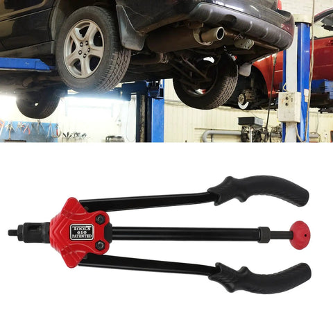 Pro Grade Manual Rivet Nut Tool Kit With Interchangeable Mandrels And Nosepieces, Carbon Steel Heat Treated For Blind Rivets, Ideal For Construction, Automotive, Ship Repair And Electrical Projects, Handles 2.4mm 3.2mm 4.0mm 4.8mm used on car lift