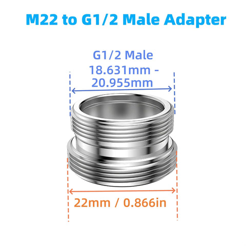 3 Way Faucet Diverter Valve With Aerator And Adapters For Handheld Shower, G1/2 Inch Male Adapter in stainless steel
