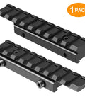 Dovetail To Picatinny Rail Adapter For 11mm To 21mm Fit Low Profile Scope Riser Mount Converter, black anodized aluminum, 1-pack.
