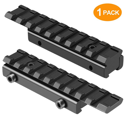 Dovetail To Picatinny Rail Adapter For 11mm To 21mm Fit Low Profile Scope Riser Mount Converter, black anodized aluminum, 1-pack.