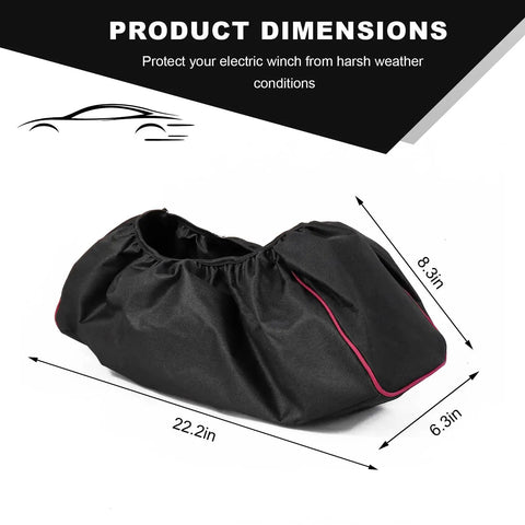 Heavy Duty 600D Oxford Winch Cover Waterproof And Uv Resistant Protector 22.2in x 8.3in dimensions for electric winches.