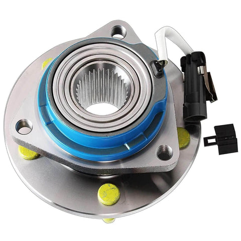 Front view of 4pc Wheel Hub & Bearing Assemblies Front or Rear for 2000-2013 Chevy Impala, showing ABS sensor and 5-lug flange