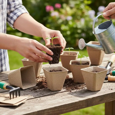 Gardening with 126 Pack Square Peat Pots 3.15 Inch Seed Starting Pots With Drainage Holes Biodegradable Eco Friendly Nursery Pots