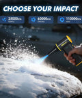 Electric Air Duster Boss 110,000 RPM 120W Cordless Blower in use on snow, showcasing 3 speed modes for effective cleaning.