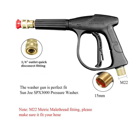 Heavy Duty 3000 PSI Pressure Washer Gun Replacement For SPX3000 Hoses Brass M22 15 Thread Inlet Vehicle Wash Spray Gun