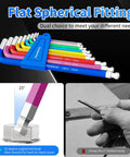 Color Coded Metric Allen Key Set 9 Piece Pro Grade Hex Keys Made From Hardened 6150 Chrome Vanadium Steel For Tough Durability And Corrosion Resistance Includes 1.5 2 2.5 3 4 5 6 8 10 Mm, color-coded hex keys in holder