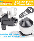 Set Of 3 Engine Motor And Transmission Mount Replacement For Explorer 2011 2015 3.5L Naturally Aspirated Engine With Automatic Transmission Without Turbo Durable Direct Fit Replacement Mounts For Smooth Vibration Control And Quiet Ride