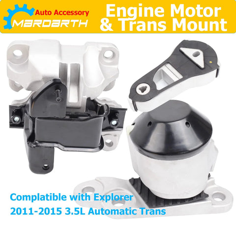 Set Of 3 Engine Motor And Transmission Mount Replacement For Explorer 2011 2015 3.5L Naturally Aspirated Engine With Automatic Transmission Without Turbo Durable Direct Fit Replacement Mounts For Smooth Vibration Control And Quiet Ride
