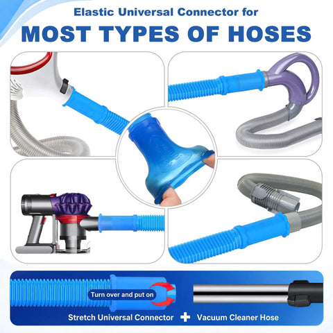 Elastic connector and hose combo from 5 Piece Dryer Vent Cleaner Kit With Ultra Slim 0.73 Inch Vacuum Hose Attachment