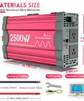 Power Up Anywhere With A 2500W Pure Sine Wave Inverter Includes Type-C Port, Two AC Outlets, Dual USB Ports, Remote Control