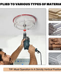 Man using Adjustable Hole Saw Cutter Kit 1.6 Inch to 11.8 Inch on ceiling