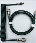 Pro Grade USB A To USB C Spiral Keyboard Cable 1.8M Dark Green Wear Resistant Braided Sheath Aviation Style Plug High Speed Data Transfer For Mechanical Keyboards 8KHz Magnetic Axis Return Ready, dark green coiled USB cable