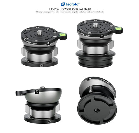 75mm Leveling Base For Tripod With Butterfly Lock Collar, 55 Lb Max Load, Tilt Range Plus Or Minus 15 Degrees, Half Ball Leveling