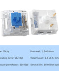 Blue Mechanical Keyboard Switches Set 45 Pack 3 Pin Dustproof Clicky 50GF Actuation Great For Gaming Keyboards And 3D Printing Mods Crisp Keystrokes Immersive Typing Experience, blue clicky switch close-up
