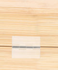 Close-up of clear hinge from 15Pcs Self Adhesive Acrylic Piano Hinges Flush Hinge Set for Jewelry Boxes Cabinets and Small Containers