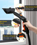 Powerful 1800W Steam Cleaner With 320F High Temp And 5 Bar Pressure featuring controls and window cleaning attachment