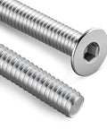 Close-up of Beefy 1/4-20 Socket Head Cap Screws Set, 2 Inch, Full Thread, 304 Stainless Steel 18-8 Countersunk Bolts, rust resistant