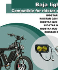 Ultra Bright 20W 6500K Baja Style LED Headlight Bar For Electric Bikes And ATVs, IP68 Waterproof, next to e-bike