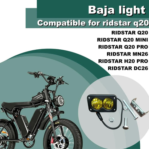 Ultra Bright 20W 6500K Baja Style LED Headlight Bar For Electric Bikes And ATVs, IP68 Waterproof, next to e-bike