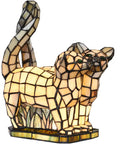 Two Cats In Love Tiffany Style Stained Glass Accent Table Lamp Night Light For Home Decor With Warm LED Tail Lights Cozy Vibe
