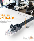 Flat Retractable CAT6 Ethernet Cable Extender, 50 Feet UTP Reel With Cascadable Male To Female RJ45 shown in showroom