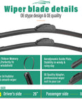 Kia Telluride 26 Inch Front Wiper Blade 18 Inch Front Wiper Blade And 13 Inch Rear Wiper Blade Set details with features