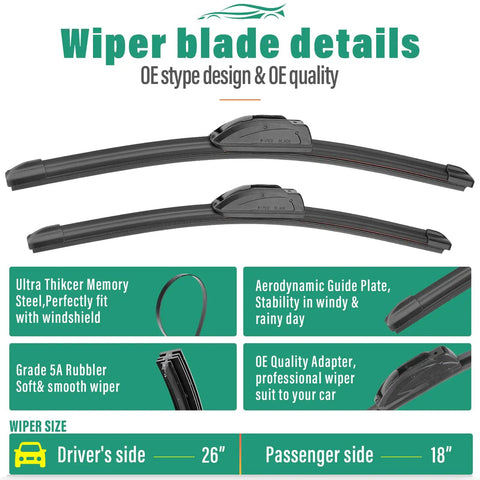 Kia Telluride 26 Inch Front Wiper Blade 18 Inch Front Wiper Blade And 13 Inch Rear Wiper Blade Set details with features