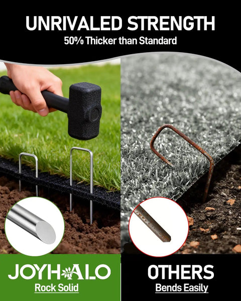 Comparison of 120 Pack Landscape Staples 6 Inch 11 Gauge Galvanized Ground Anchors and others in turf installation