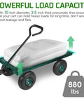Heavy Duty Steel Garden Cart Workhorse With Detachable Side Panels That Convert To Flatbed For Yard And Farm Use 880 Lbs Capacity Metal Wagon With 180 Degree Rotating Handle Black loaded with 880 lbs