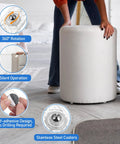 8 Pcs Tiny Self Adhesive Caster Wheels Set With 360 Degree Swivel For Tight Spaces No Drill Needed Heavy Duty ABS And Stainless Steel Construction Easy Glide For Trash Cans Bins Storage Boxes Furniture And Kitchen Appliances, shown on furniture.