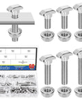 120 Pcs M8 T Slot Drop In Bolts With Hex Flange Nuts Hammer Head T Bolts kit with various sizes for heavy duty aluminum extrusion projects.