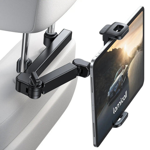 Backseat Tablet Mount With Three In One Extension Arm For Car Headrest Adjustable Holder Fits 4.7 To 11 Inch Tablets Like Ipad Pro Galaxy Fire