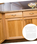 Heavy Duty Corner Bracket Set With Slick Edge Caps For Rock Solid Furniture Repair And No Sweat Wall Mounting Tasks Throughout Kitchen Bathroom Workshop installed under wooden kitchen cabinets.
