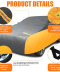 All Weather Car Cover For Sedans, Waterproof And Windproof, UV Sun Protection, Black Orange with reflective strips