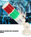 Industrial Machine Alarm LED Light with red and green indicator tower and buzzer in a mechanical tools setting.