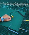 Anti Static Mat Set With Wrist Strap And Grounding Wire For Electronics Repair ESD Protection with 10ft chain in use