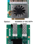 X710-DA4 4*10G SFP+ and 82599ES 2*10G SFP+ network interface cards, showcasing heatsinks and connectors.