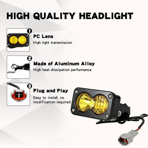 3500K Amber LED Headlight Upgrade For E-Bikes And Off Road Rides With High Lumen Yellow Pod Light, Handlebar Switch, Plug And Play E-Bike Light Bar, Waterproof Vision Kit For MX3 MX4 MX5 E Ride Pro S SS Tuttio