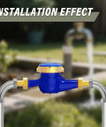 Brass Water Meter Coupling 2 Pack 3/4 Inch NPT Male To 1 Inch BSP Female Adapter in outdoor plumbing setup