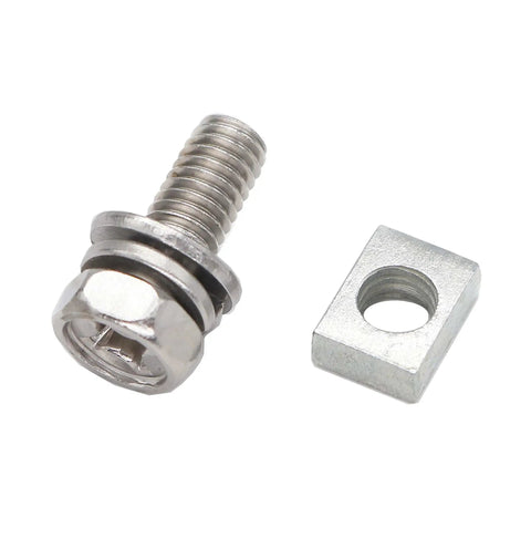 20 Pack M6 X 10mm Battery Terminal Screws In 304 Stainless Steel, coarse thread, hex head, shown with nut for motorcycle batteries.