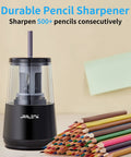 Electric Pencil Sharpener Heavy Duty With Helical Blade Auto Stop Fast Sharpening In 5 To 10 Seconds Powerful Motor Protects Pencil Cores And Even Handles Broken Pencils 8mm Pencils And Standard Pencils Compatible Ideal For School Home Office, black plastic