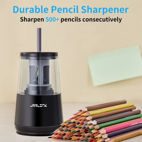 Electric Pencil Sharpener Heavy Duty With Helical Blade Auto Stop Fast Sharpening In 5 To 10 Seconds Powerful Motor Protects Pencil Cores And Even Handles Broken Pencils 8mm Pencils And Standard Pencils Compatible Ideal For School Home Office, black plastic
