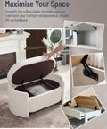 Top Shelf Soft Close Hinges For Toy Box 2 Pack shown on a cozy storage ottoman, showcasing smooth heavy-duty lid support.