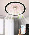 18 Inch Ceiling Fan With Light Kit Dope LED Lighting, Low Profile Fan With Remote in modern room setting