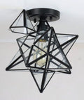 Slick Industrial Black Copper Moravian Star Ceiling Light 12 Inch With Clear Glass Shade 1 Light Fixture Fully Dimmable ETL Listed