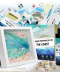 Coastal Sea Resin Art Kit For Teens And Adults With UV Light All-Inclusive Beginner Friendly DIY Beach Craft Gift Set with frame.