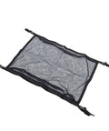 Double Layer Car Ceiling Cargo Net For SUV Truck Van, Roof Storage Organizer with four attachment points in black polyester.